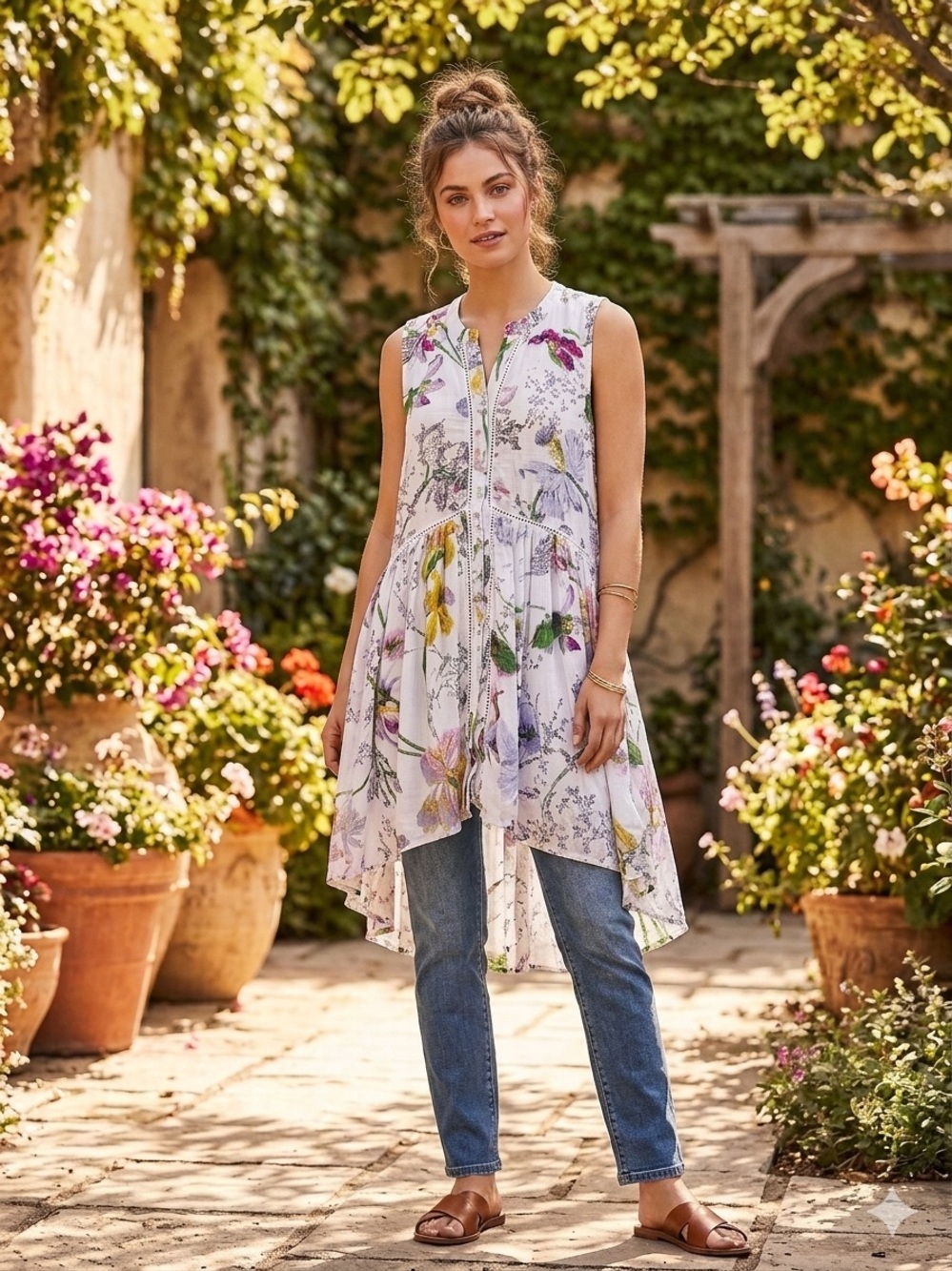 Anthropologie "Nia" Floral Tunic Top Size S